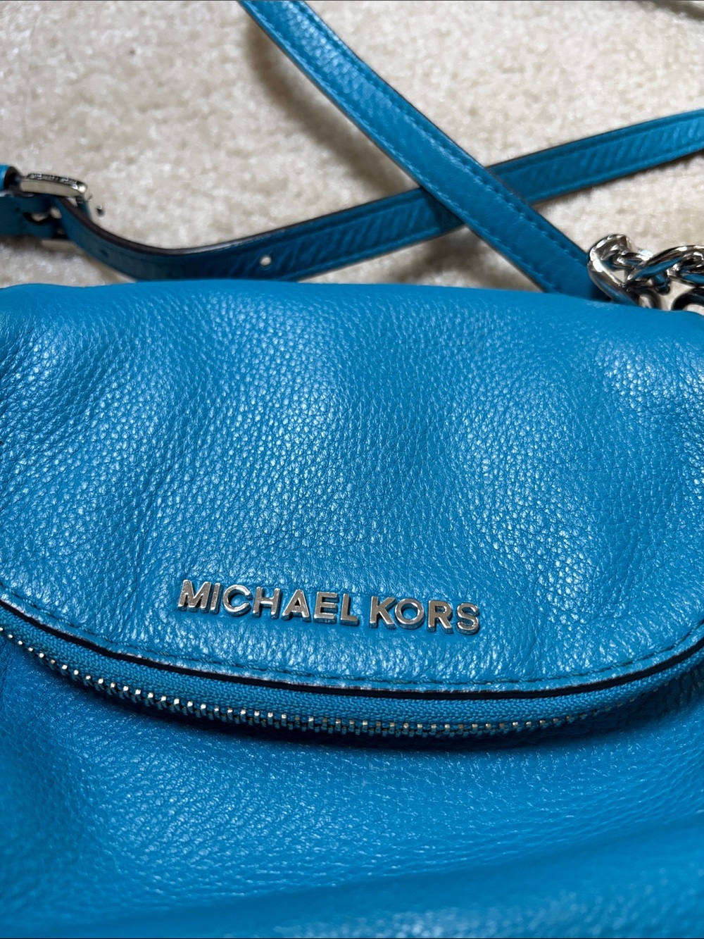Michael Kors Bright Turquoise Leather Crossbody Bag